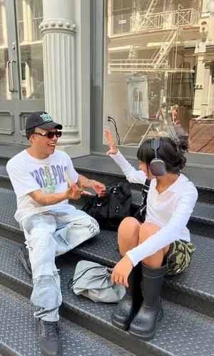 Dina Ayada wearing Bape shorts