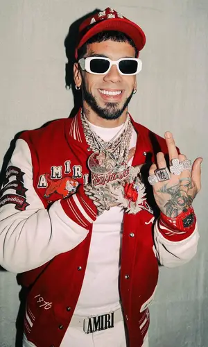 Anuel AA wearing Amiri jacket