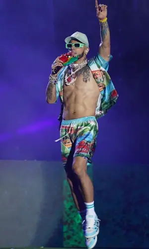 Anuel AA wearing Amiri shirt