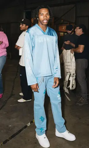 Lil Baby wearing Chrome Hearts jersey