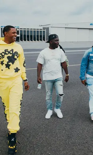 A Boogie Wit Da Hoodie wearing Spider Worldwide pants