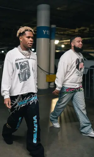 Devin Haney wearing Chrome Hearts belt