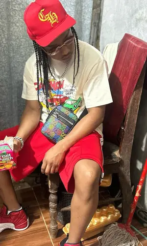 Pressa’s Outfit in Gallery Dept. T-Shirt, Palm Angels Shorts & Chrome Hearts Cap (2023)