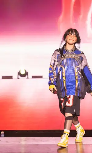 Billie Eilish’s Outfit in Vintage Jersey, Jordan Shorts & Nike Sneakers (2023)