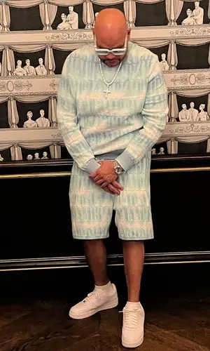 Fat Joe wearing Amiri sweater