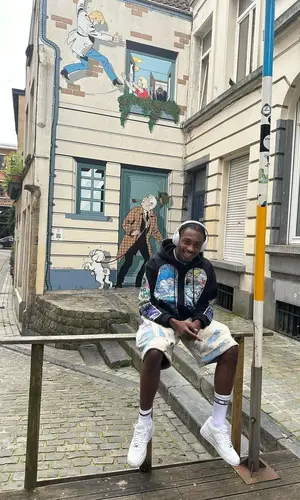 Lil Tjay wearing Goyard backpack