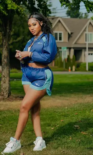Jania Meshell wearing Amiri shorts