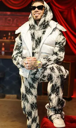 Anuel AA wearing Amiri hoody