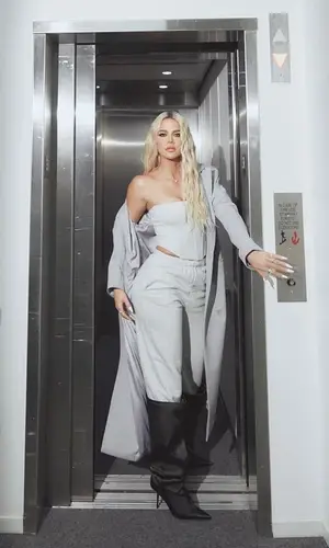 Khloe Kardashian wearing Good American boots