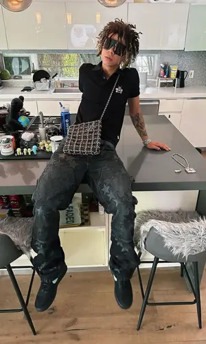 Iann Dior’s Outfit in Dior Shirt, Rick Owens Eyewear &   Kaws (2023)