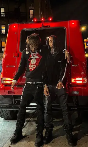 Lil Tecca wearing Rolling Stones Merch sweater
