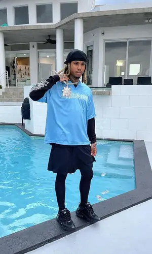 Lil Gnar wearing Chrome Hearts sweatshirt