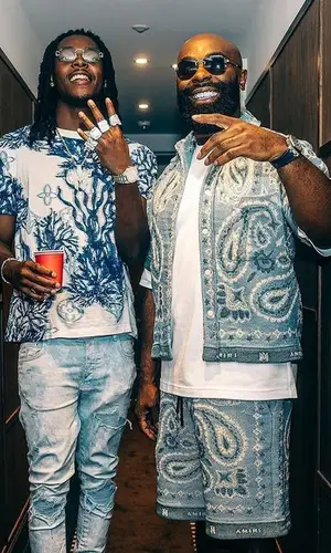 Kaaris wearing Amiri shorts