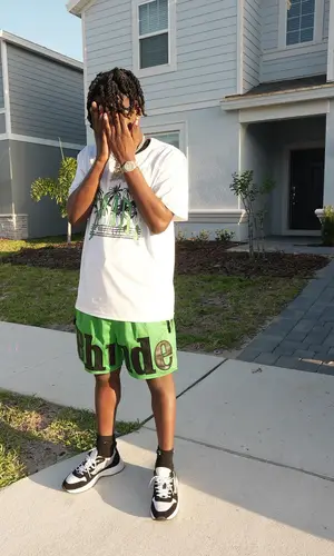Baby Jungle wearing Amiri t-shirt