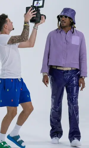 Future wearing Bottega Veneta belt