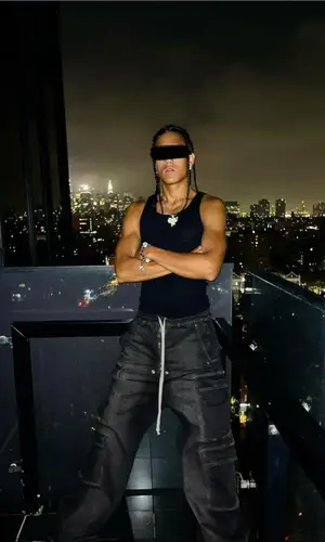 Spence Lee wearing Rick Owens pants
