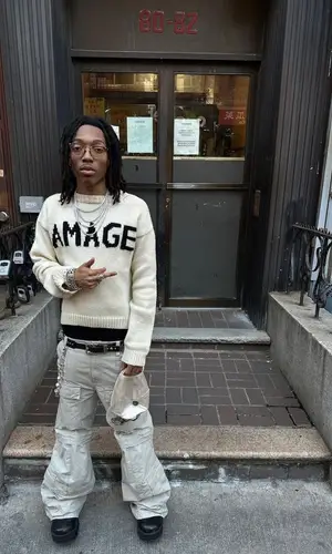Lil Tecca wearing Balenciaga boots