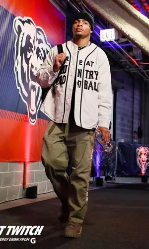 Justin Fields wearing Kapital pants