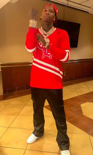 Moneybagg Yo wearing Chrome Hearts jersey