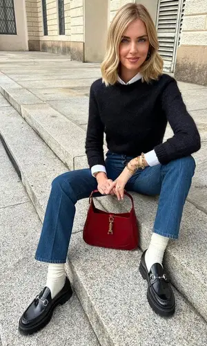 Chiara Ferragni wearing Gucci jeans