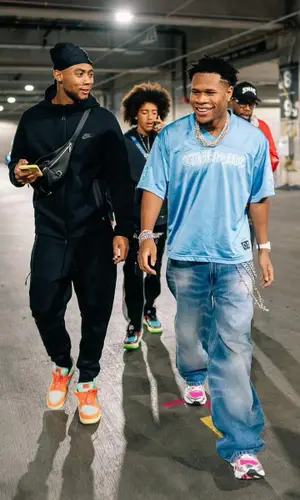 Devin Haney wearing Balenciaga jeans