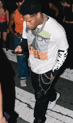 Devin Haney wearing Chrome Hearts jeans