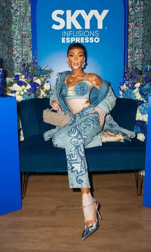 Winnie Harlow wearing PatBO top