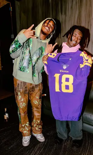 Justin Jefferson wearing Who Decides War pants