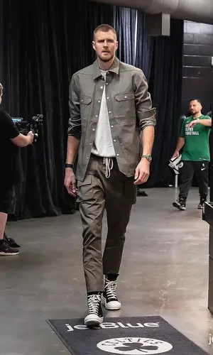 Kristaps Porzingis wearing Rick Owens shirt