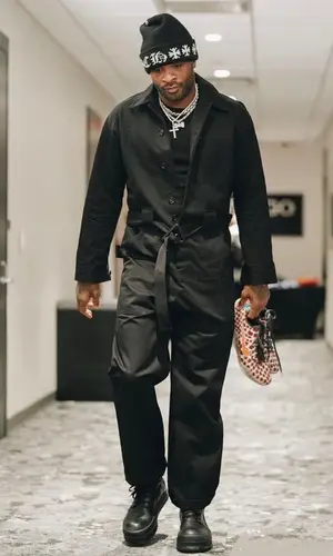 PJ Tucker’s Outfit in Bottega Veneta Suit, Rick Owens Sneakers & Chrome Hearts Hat (2023)