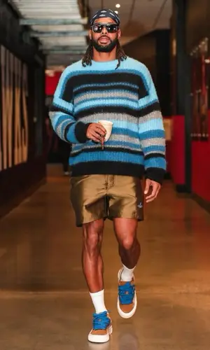 Patty Mills’ Outfit in Frame Sweater, Vivienne Westwood Shorts & Dior Sneakers (2023)