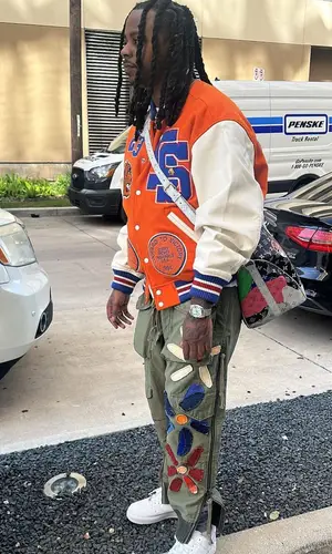 Babyface Ray’s Outfit in Supreme Jacket, Greg Lauren Pants & Louis Vuitton Bag (2023)