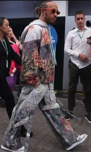 Lewis Hamilton’s Outfit in Dries Van Noten Hoodie & Dior Sneakers (2023)