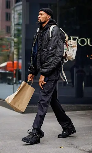 Kevin Durant wearing Vetements jacket