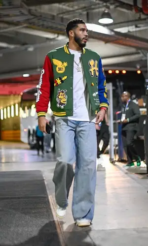 Jayson Tatum’s Outfit in The Hundreds Jacket, Hudson Jeans & Nike Sneakers (2023)