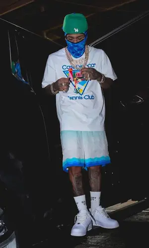 Bryant Mayers’ Outfit in Casablanca T-Shirt, Nike Sneakers & Gallery Dept. Socks (2023)