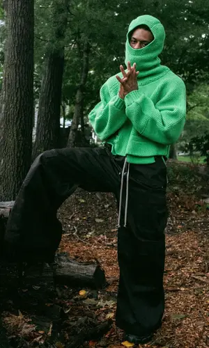 JuJu’s Outfit in Bed j.w. Ford Sweater, Rick Owens Trousers & Prada Boots (2023)