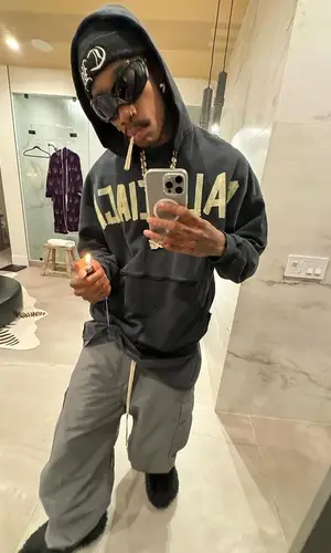 Wiz Khalifa wearing Chrome Hearts hat
