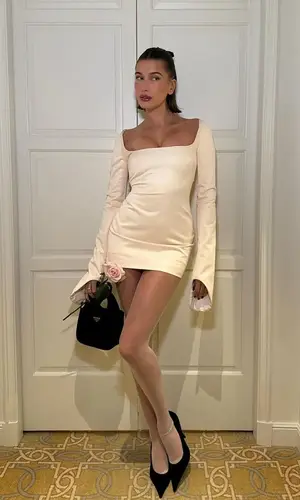 Hailey Bieber wearing Prada bag