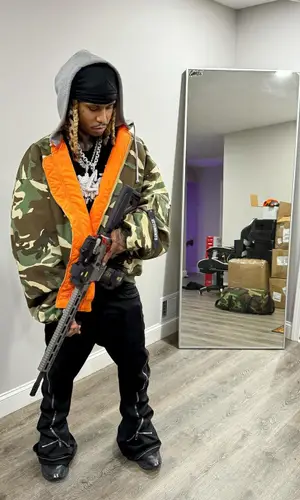 Lil Gnar wearing Vetements jacket