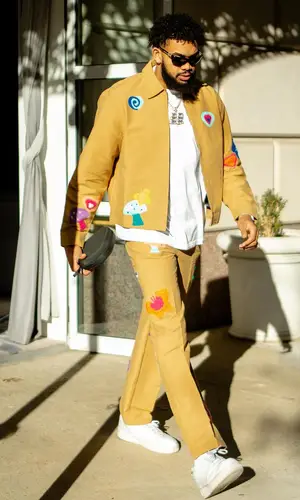 Karl Anthony Towns’ Outfit in Nahmias Jacket, Nike Sneakers & Chrome Hearts Eyewear (2024)