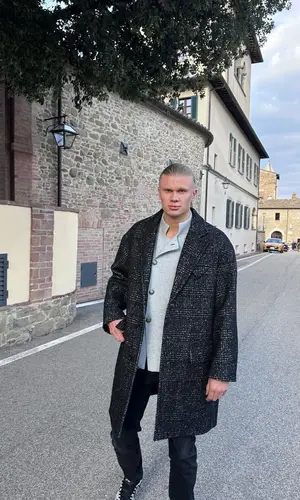 Erling Haaland wearing Bottega Veneta jacket