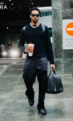 P. J. Washington’s Outfit in Chrome Hearts T-Shirt, Louis Vuitton Sneakers & Gucci Bag (2024)