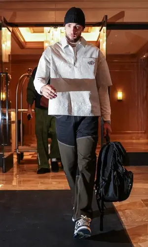 Zach LaVine wearing Heron Preston shirt