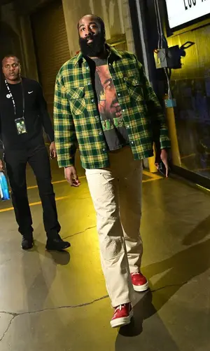 James Harden wearing Celine shirt