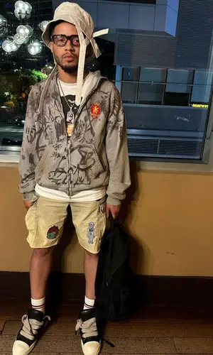 Veeze’s Outfit in Balenciaga Hoodie, Gallery Dept. Shorts & Rick Owens Sneakers (2024)