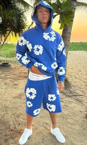 Central Cee wearing Denim Tears shorts