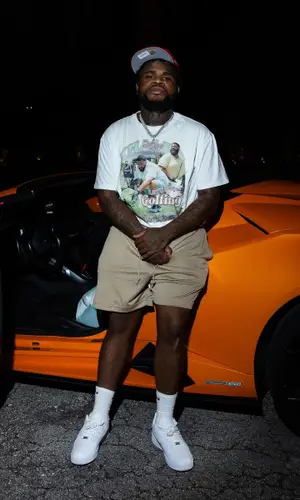 Fat Boy’s Outfit in DJ Khaled Merch T-Shirt & Nike Socks (2024)