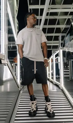 Jackboy wearing Rick Owens shorts