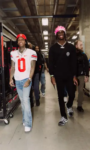 Lil Durk wearing Ohio State Buckeyes jersey